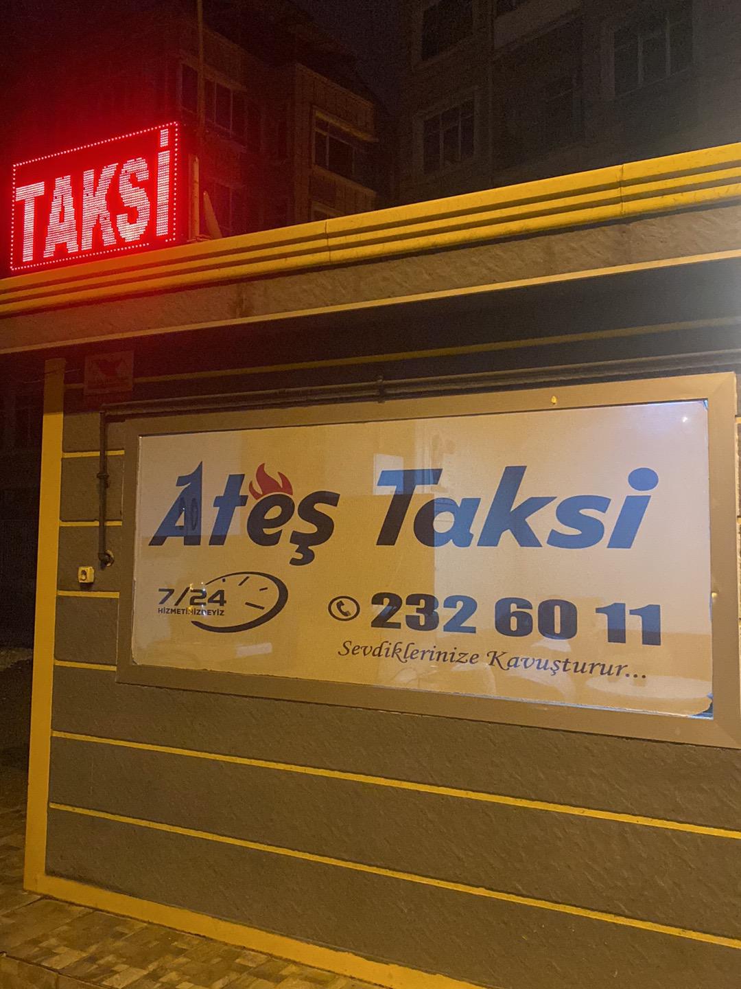 Ateş Taksi durak tabela detayı
